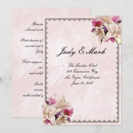 Witte Lelie Bloem Roze Marmer Trouw Menu Kaart