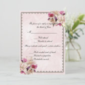 Witte Lelie Bloem Roze Marmer Trouwreactie Kaart (Staand voorkant)