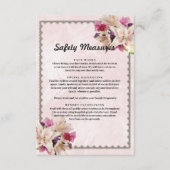 Witte lelie bloem roze marmer veiligheidsmaatregel informatiekaartje (Voorkant)