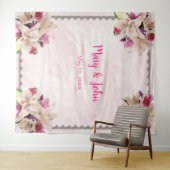 Witte lelie bloem roze marmeren huwelijksachtergro wandkleed (In Situ (horizontaal))