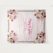 Witte lelie bloem roze marmeren huwelijksachtergro wandkleed (Voorkant (horizontaal))