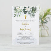 Witte Lelie bloem Spaanse doop Uitnodiging (Staand voorkant)