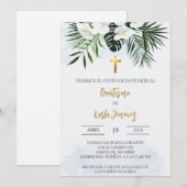 Witte Lelie bloem Spaanse doop Uitnodiging (Voorkant / Achterkant)