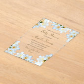 Witte Lelie Bloemen Acryl Baby shower Uitnodiging (Laagn)