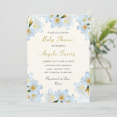 Witte Lelie Bloemen Baby shower Uitnodiging Sjablo (Staand voorkant)