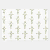 Witte Lelie Bloemen Bloemen Kruis Religieuze Doop Inpakpapier Vel (Voorkant 3)