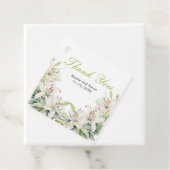 Witte lelie bloemen bruiloft bedankjes labels (In situ)