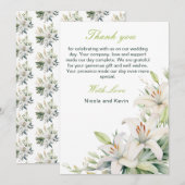 Witte lelie bloemen bruiloft bedankkaart (Voorkant / Achterkant)