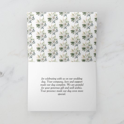 Witte lelie bloemen bruiloft bedankkaart (Binnen)