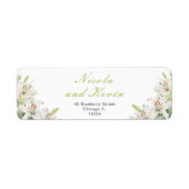Witte lelie bloemen bruiloft etiket (Voorkant)