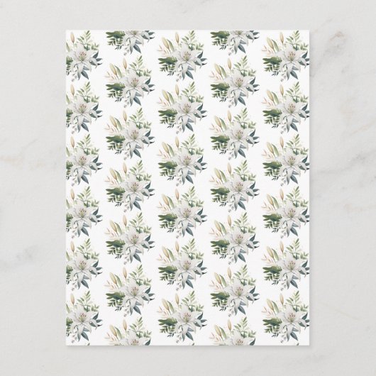 Witte lelie bloemen bruiloft informatiekaartje (Achterkant)