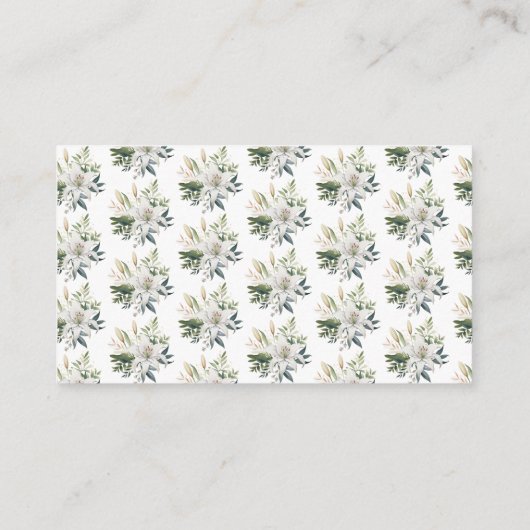 Witte lelie bloemen bruiloft informatiekaartje (Achterkant)