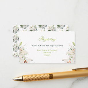 Witte lelie bloemen bruiloft informatiekaartje