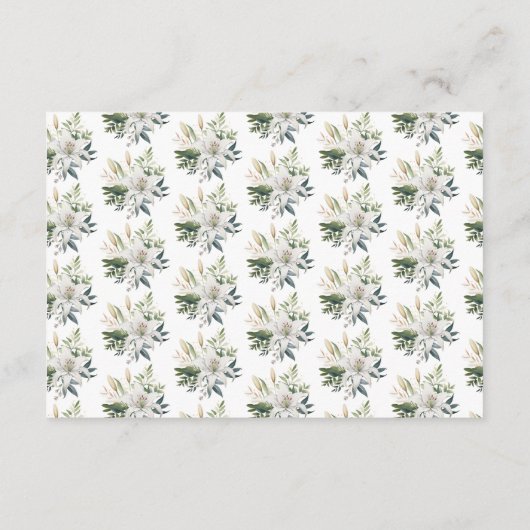 Witte lelie bloemen bruiloft informatiekaartje (Achterkant)