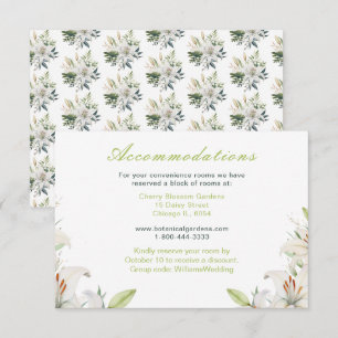 Witte lelie bloemen bruiloft informatiekaartje