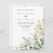 Witte lelie bloemen bruiloft kaart (Voorkant)