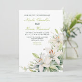 Witte lelie bloemen bruiloft kaart (Staand voorkant)