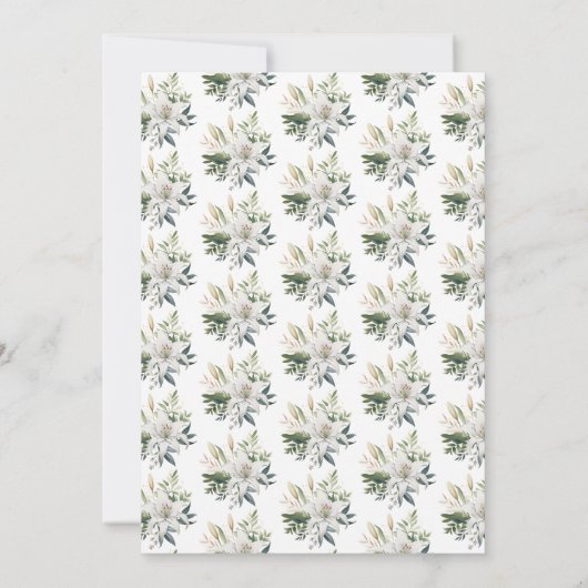 Witte lelie bloemen bruiloft kaart (Achterkant)