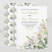 Witte lelie bloemen bruiloft kaart (Voorkant / Achterkant)