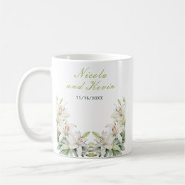 Witte lelie bloemen bruiloft koffiemok