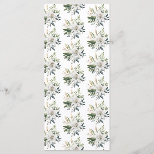 Witte lelie bloemen bruiloft menu (Achterkant)