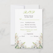 Witte lelie bloemen bruiloft RSVP kaartje (Voorkant)