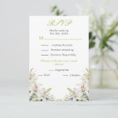 Witte lelie bloemen bruiloft RSVP kaartje (Staand voorkant)