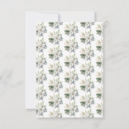 Witte lelie bloemen bruiloft RSVP kaartje (Achterkant)