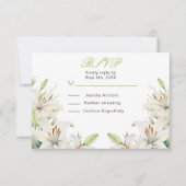 Witte lelie bloemen bruiloft RSVP kaartje (Voorkant)