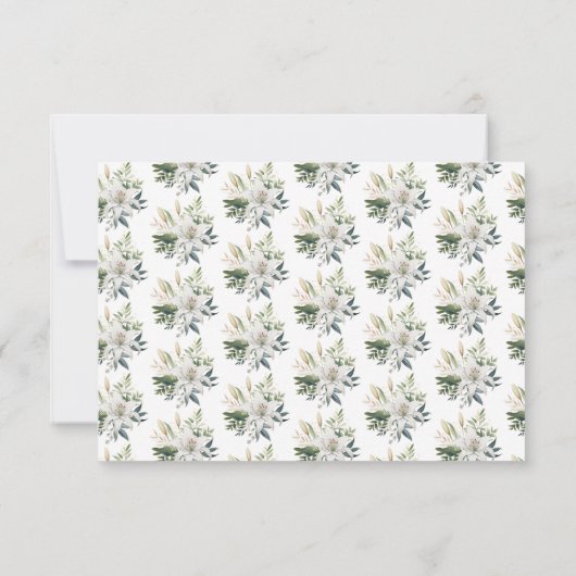Witte lelie bloemen bruiloft RSVP kaartje (Achterkant)