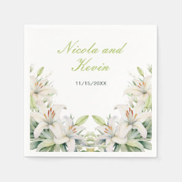 Witte lelie bloemen bruiloft servet