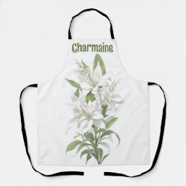 Witte Lelie Bloemen gepersonaliseerd Schort