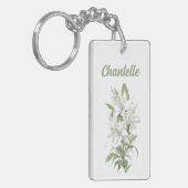 Witte Lelie Bloemen gepersonaliseerd Sleutelhanger (Voorkant Links)