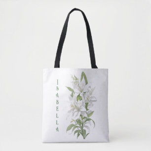 Witte Lelie Bloemen gepersonaliseerd Tote Bag