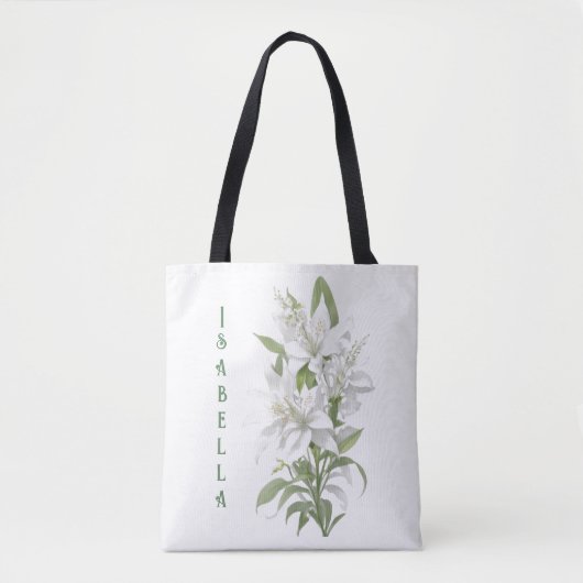 Witte Lelie Bloemen gepersonaliseerd Tote Bag (Voorkant)