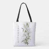 Witte Lelie Bloemen gepersonaliseerd Tote Bag (Achterkant)