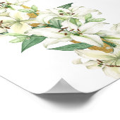 Witte Lelie Bloemen Goud Kruis Doop Welkom Poster (Hoek)