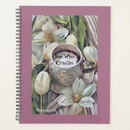 Witte Lelie Bloemen Koffie Quote Roze Dagboek Planner