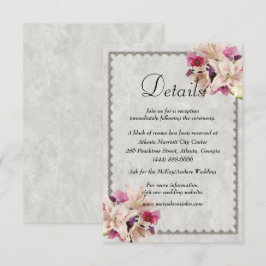 Witte Lelie Bloemen Marmer Bruiloft Details Informatiekaartje