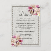 Witte Lelie Bloemen Marmer Bruiloft Details Informatiekaartje (Voorkant)