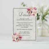 Witte Lelie Bloemen Marmer Bruiloft Details Informatiekaartje (Staand voorkant)