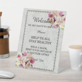 Witte Lelie Bloemen Marmer Bruiloft Veiligheid Reclamebord Met Voetstuk (Insitu)