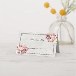 Witte Lelie Bloemen Marmer Gevouwen Tafel Plaats K Plaatskaartje