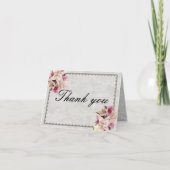 Witte Lelie Bloemen Marmeren Bruiloft Dank u kaart (Voorkant)