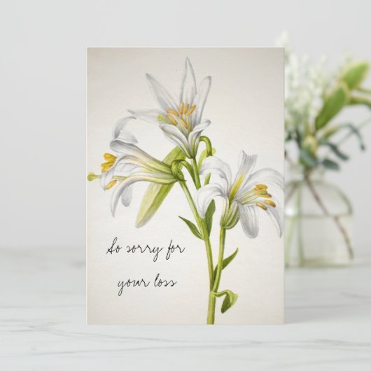  witte lelie bloemen sympathie kaart (Staand voorkant)