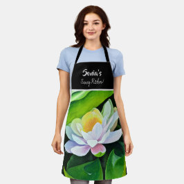 Witte Lelie bloemenschilderij, Medium Schort