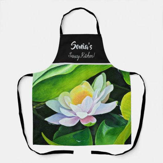 Witte Lelie bloemenschilderij, Medium Schort (Voorkant)