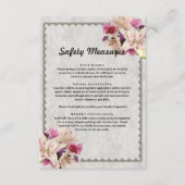 Witte lelie bloemig marmer veiligheidsmaatregelen informatiekaartje (Voorkant)