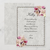 Witte lelie bloemige marmeren bruidsmeisje van eer kaart (Voorkant / Achterkant)