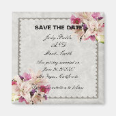 Witte Lelie Bloemige Marmeren Huwelijk Bewaar De D Magneet (Voorkant)